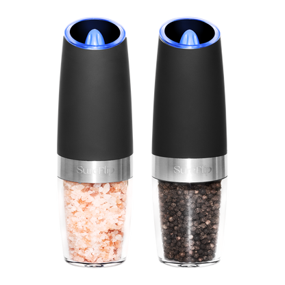DERGUAM Gravity Electric Salt and Pepper Grinder Set, Stainless Steel  Automatic Pepper and Salt Mill Grinder, Salt Grinder Spice Grinder with