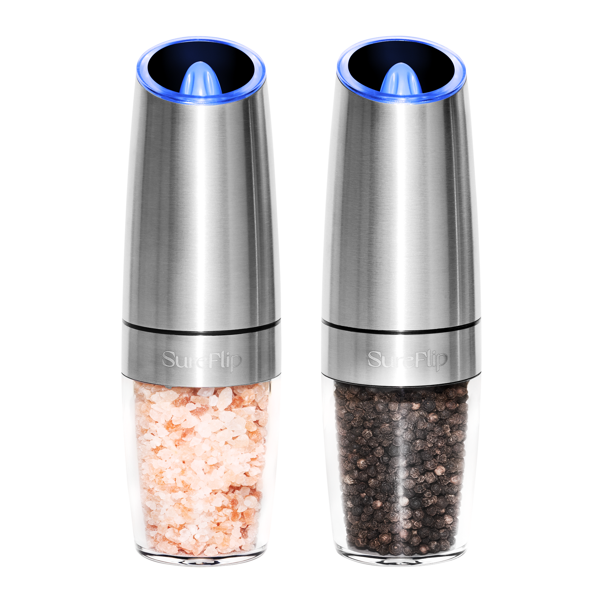 OPUX Battery-Operated Salt and Pepper Grinder Set with LED Light