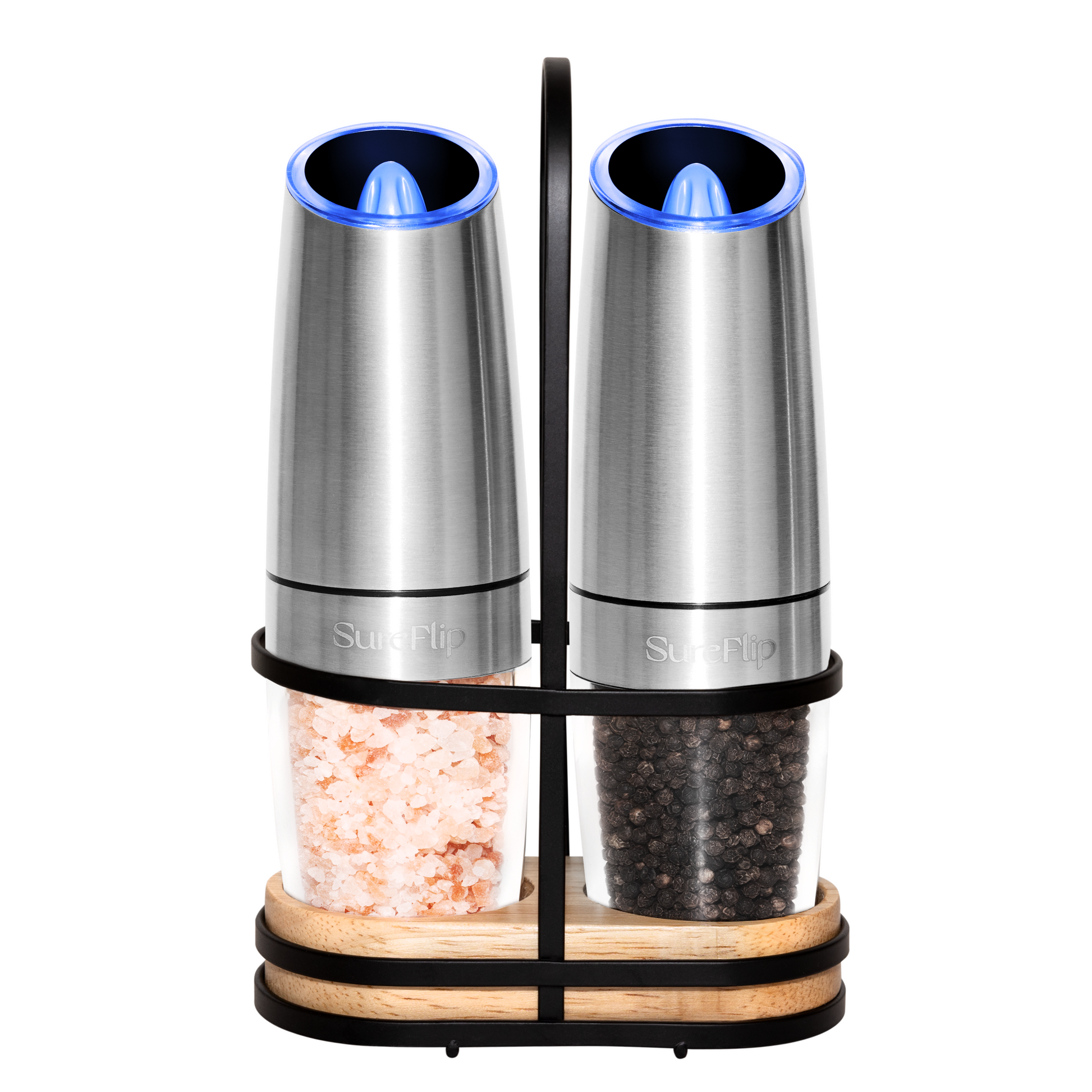 Electric Gravity Induction Stainless Pepper Salt Grinder Set with