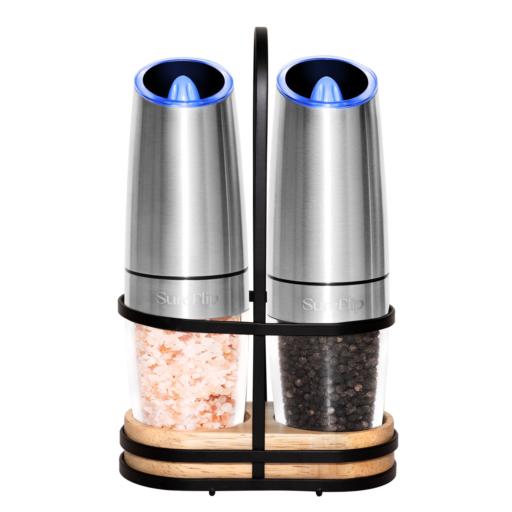 Electric Pepper Mill With Portable Stand Kitchen Automatic Salt Pepper  Grinder Set Stainless Steel Spice Grinder With Led Light